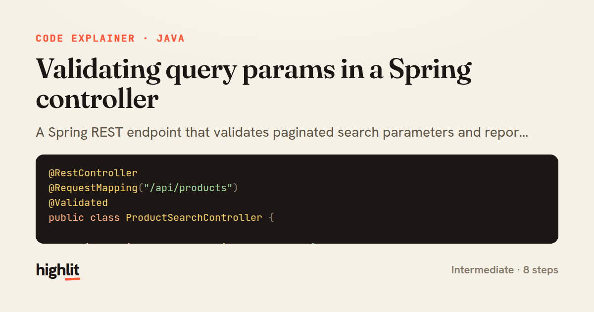 Validating query params in a Spring controller — share card