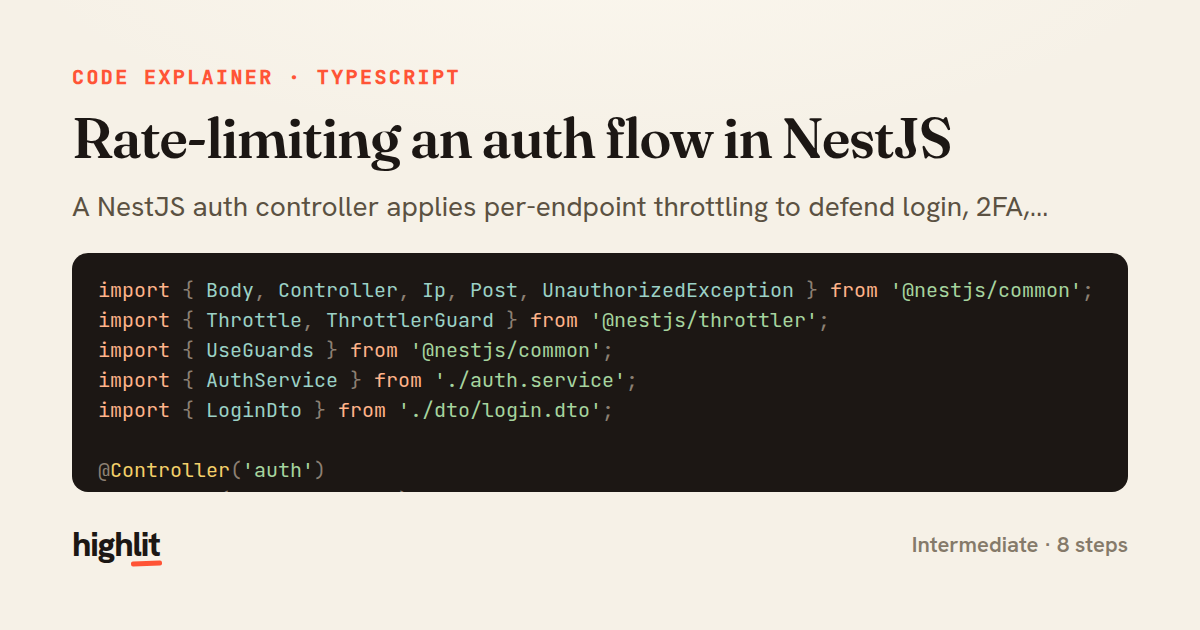 Rate-limiting an auth flow in NestJS — share card