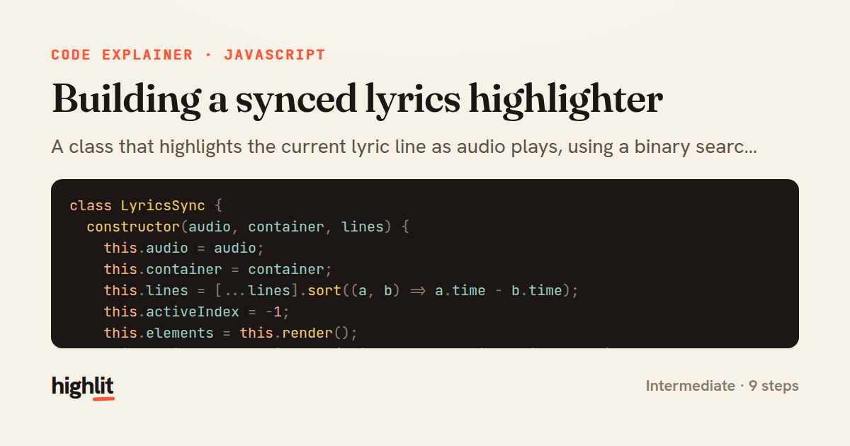 Building a synced lyrics highlighter — share card
