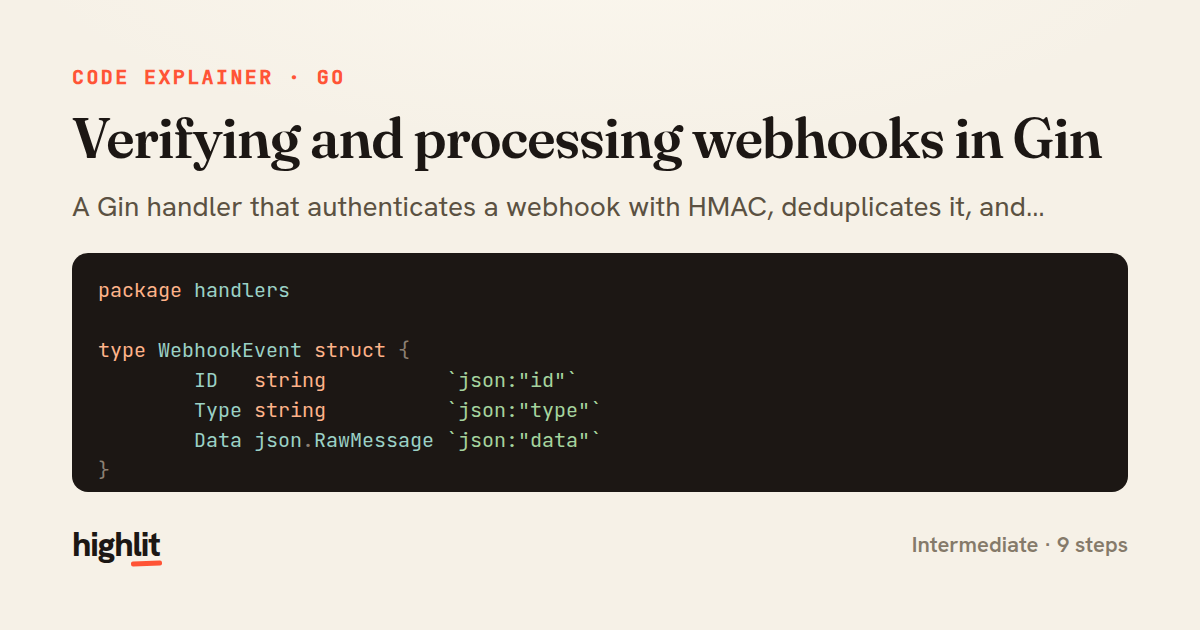 Verifying and processing webhooks in Gin — share card