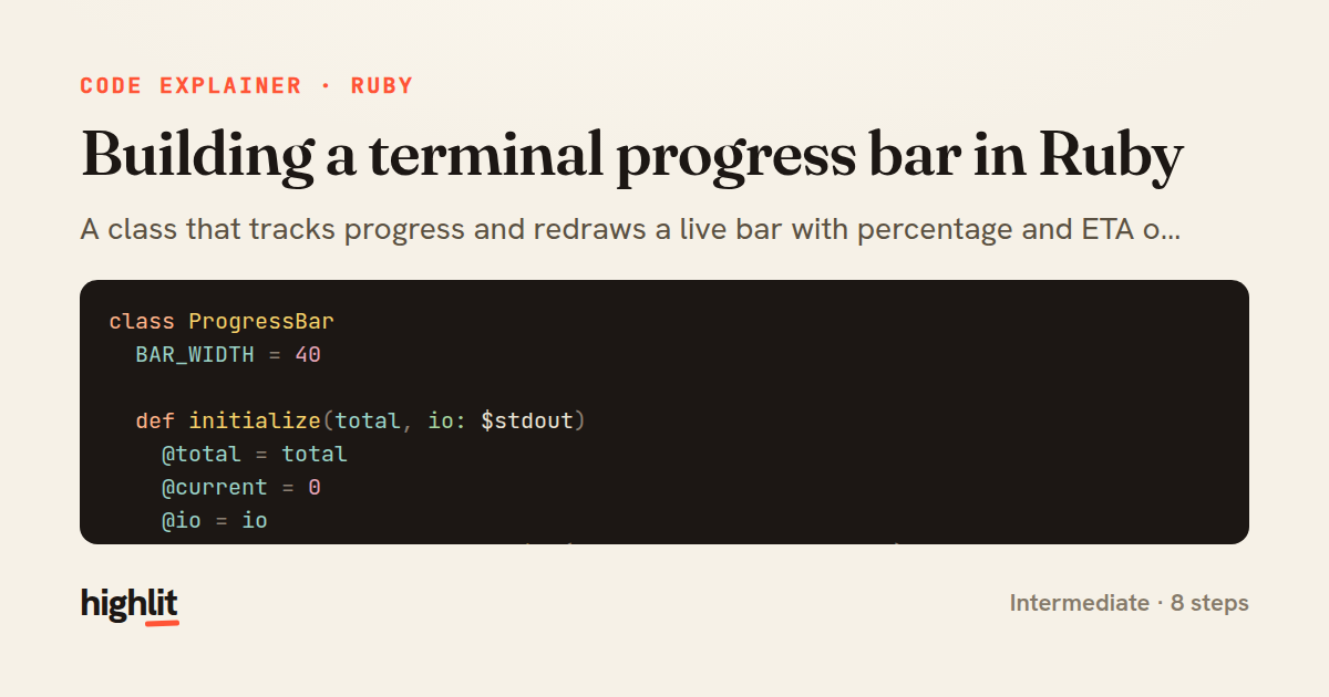 Building a terminal progress bar in Ruby — share card