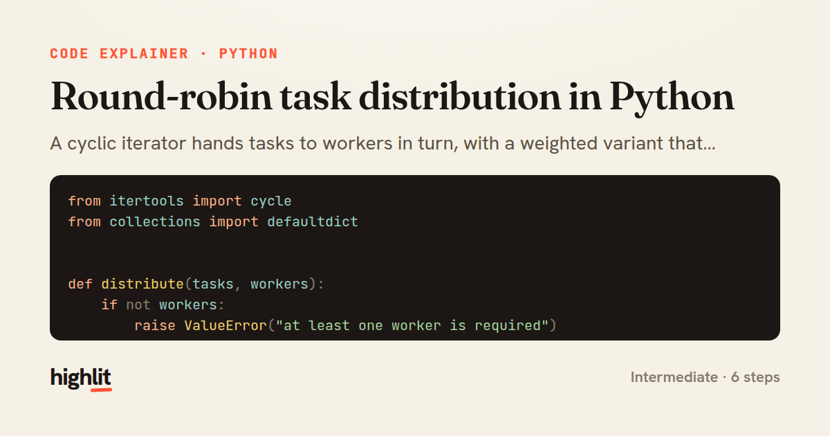 Round-robin task distribution in Python — share card