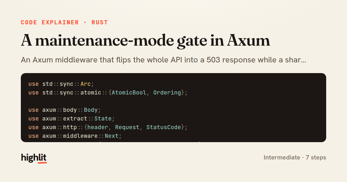 A maintenance-mode gate in Axum — share card