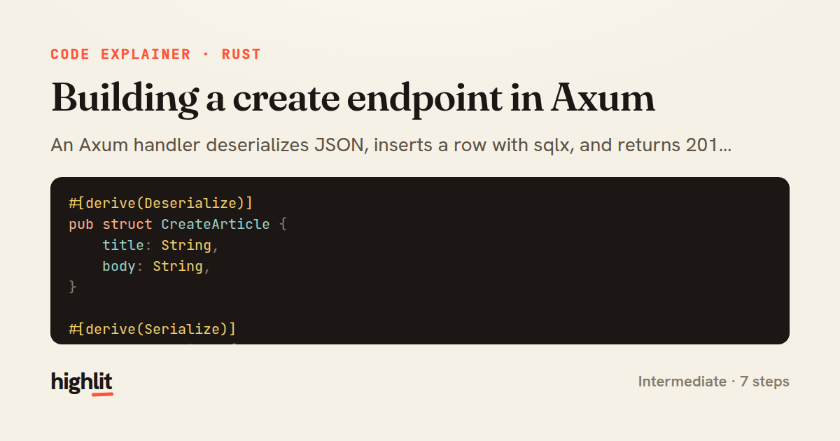 Building a create endpoint in Axum — share card