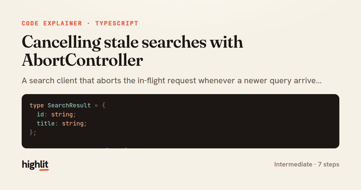 Cancelling stale searches with AbortController — share card
