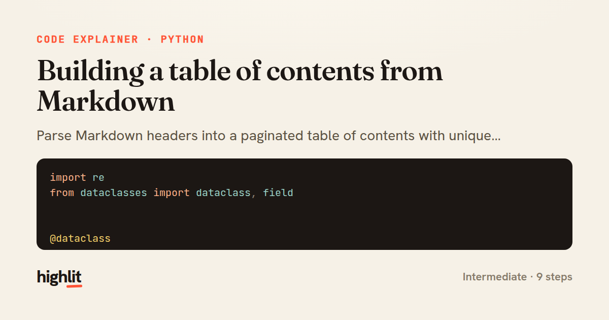 Building a table of contents from Markdown — share card