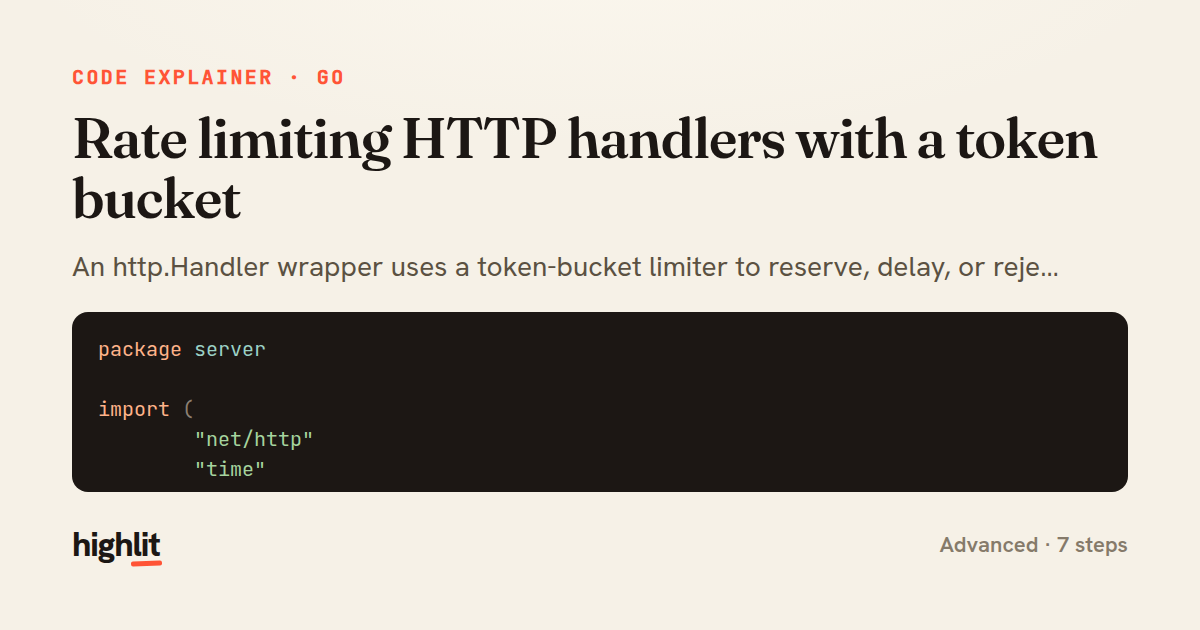Rate limiting HTTP handlers with a token bucket — share card
