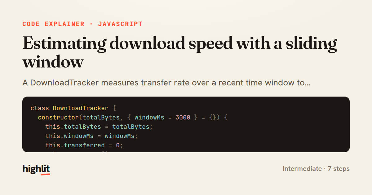 Estimating download speed with a sliding window — share card