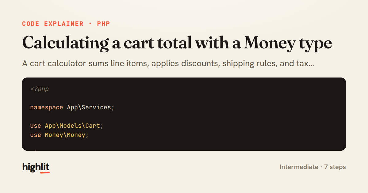 Calculating a cart total with a Money type — share card