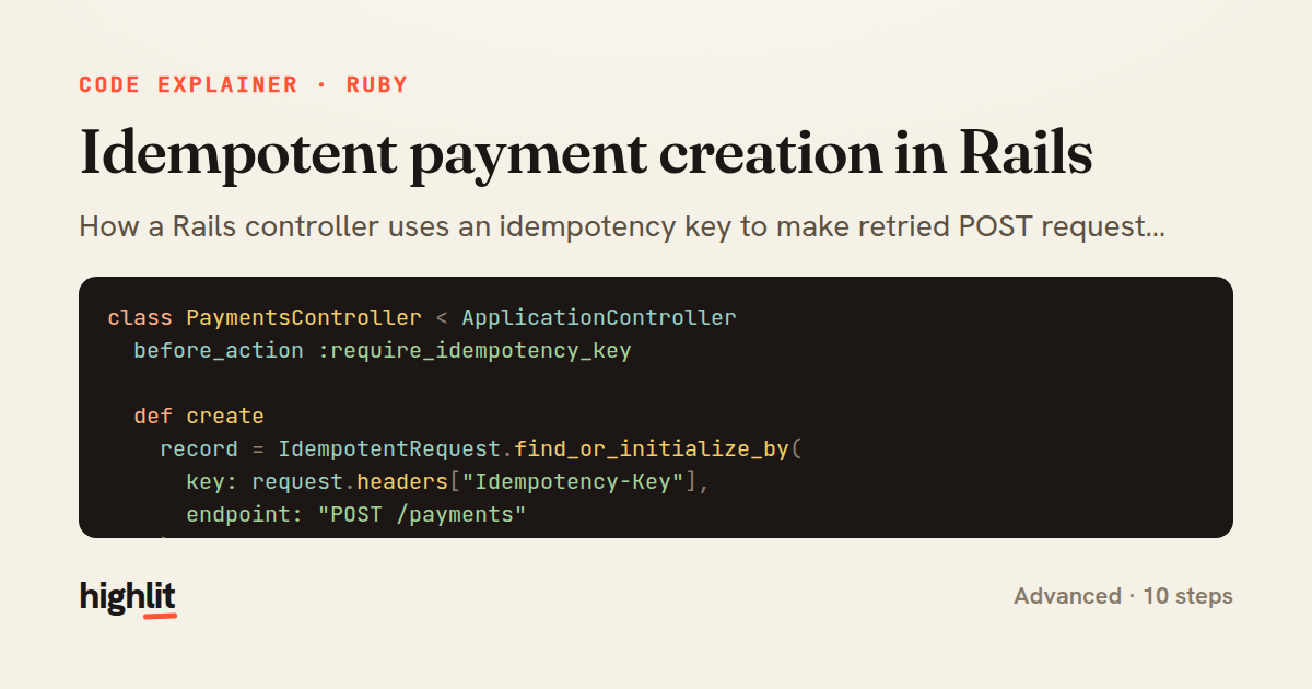 Idempotent payment creation in Rails — share card