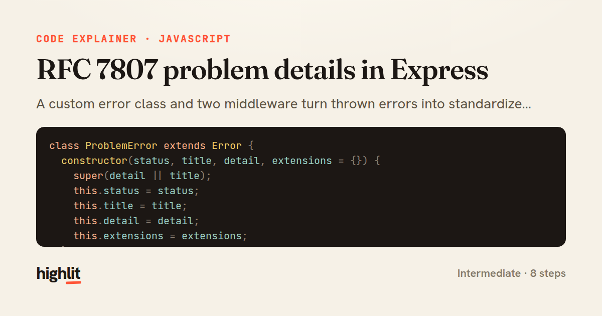 RFC 7807 problem details in Express — share card
