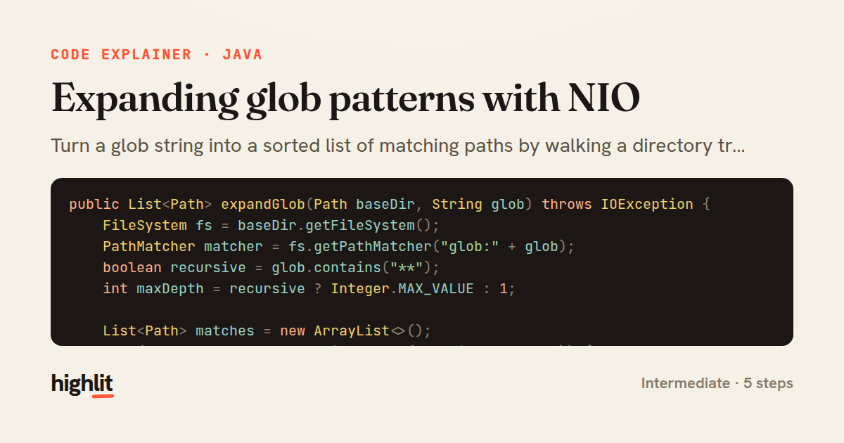 Expanding glob patterns with NIO — share card