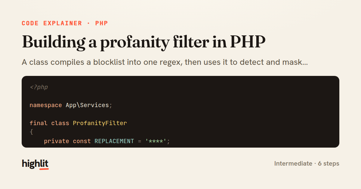 Building a profanity filter in PHP — share card