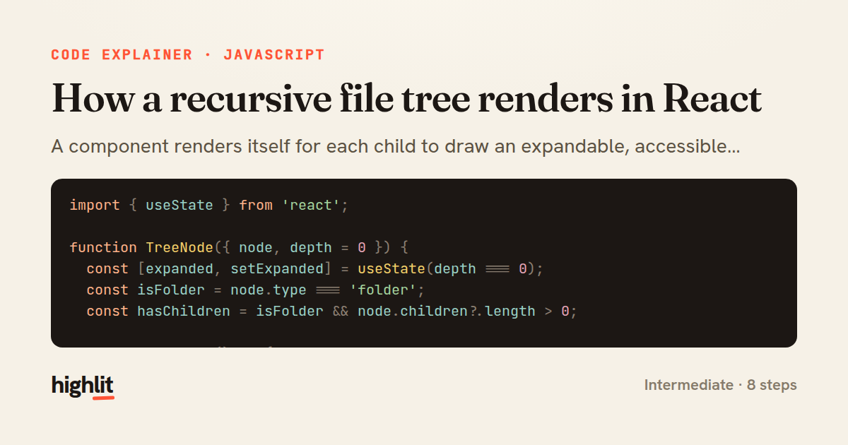 How a recursive file tree renders in React — share card