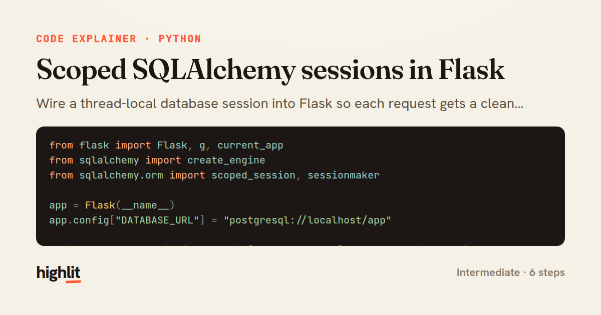 Scoped SQLAlchemy sessions in Flask — share card