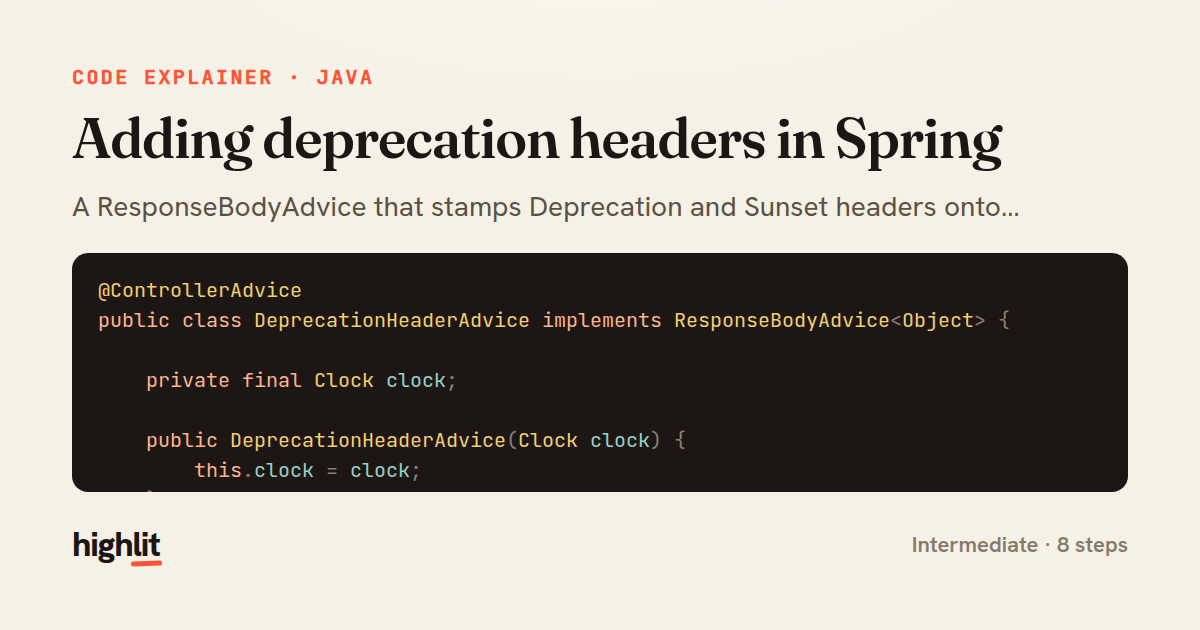 Adding deprecation headers in Spring — share card