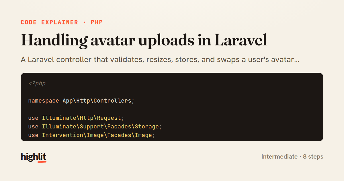 Handling avatar uploads in Laravel — share card