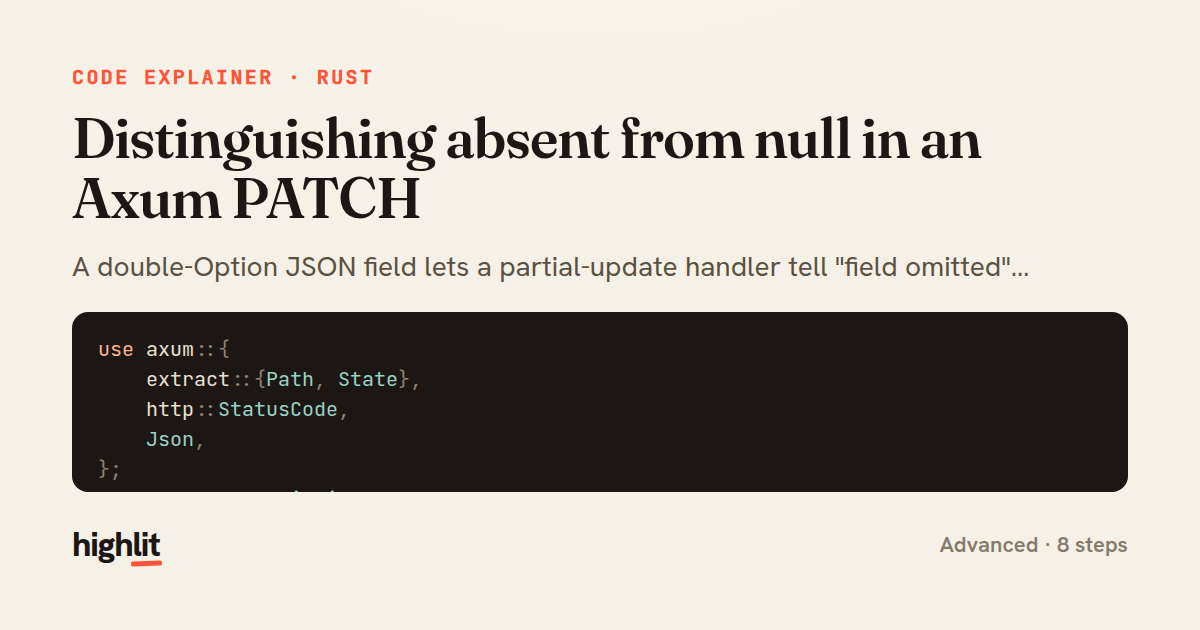 Distinguishing absent from null in an Axum PATCH — share card