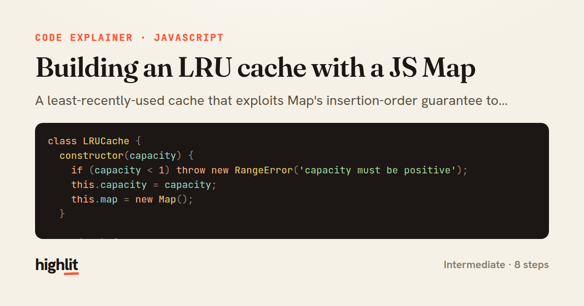 Building an LRU cache with a JS Map — share card