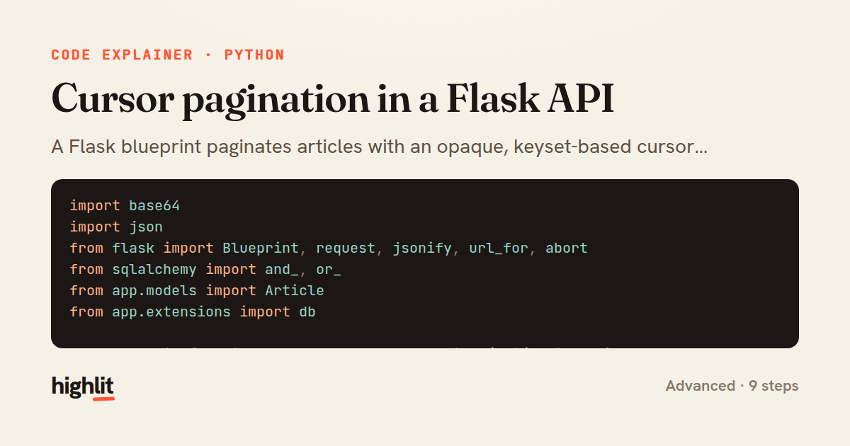 Cursor pagination in a Flask API — share card