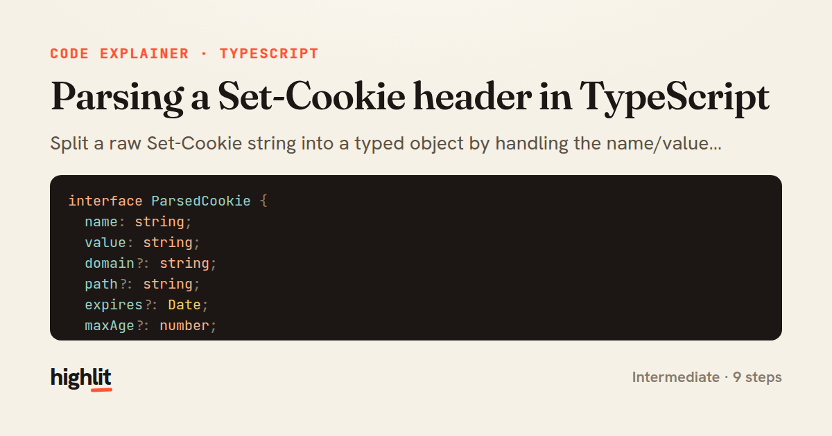 Parsing a Set-Cookie header in TypeScript — share card