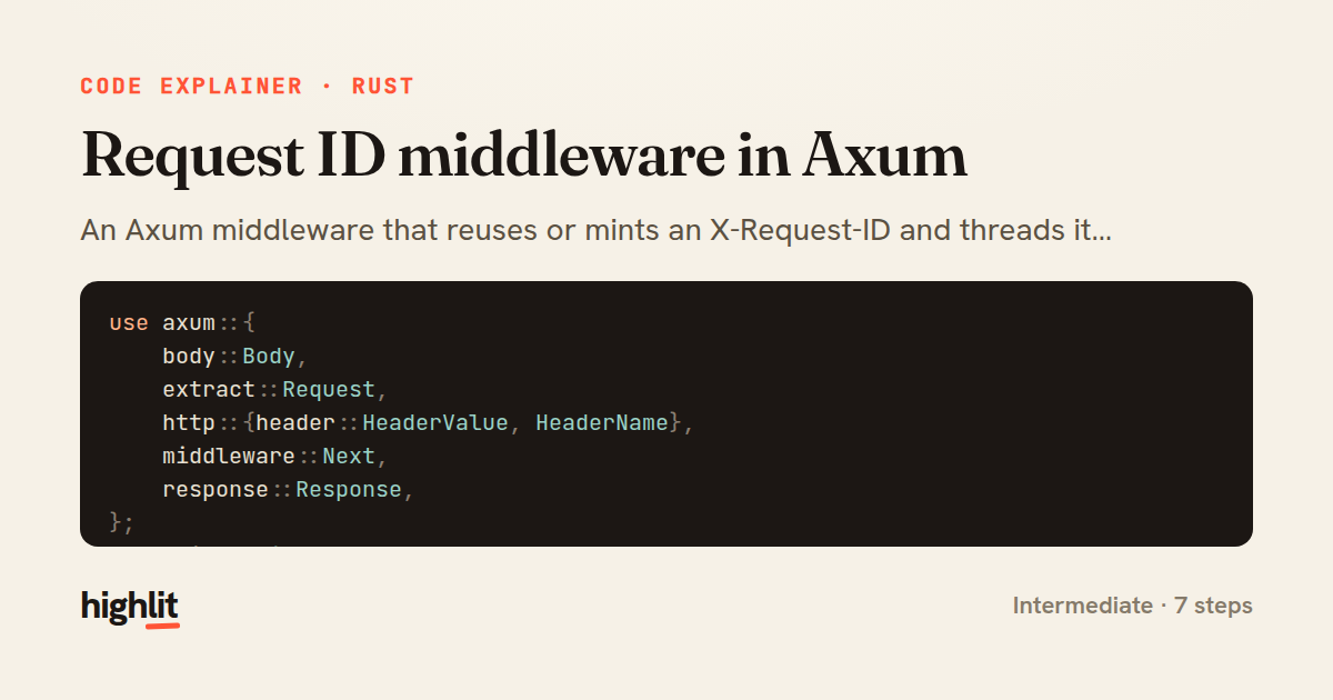 Request ID middleware in Axum — share card