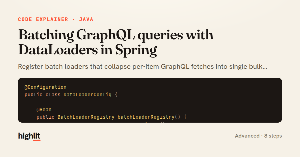 Batching GraphQL queries with DataLoaders in Spring — share card