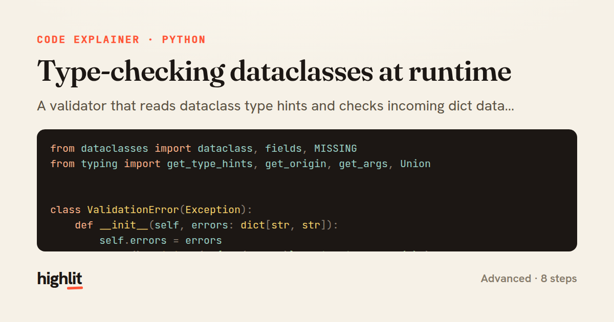 Type-checking dataclasses at runtime — share card