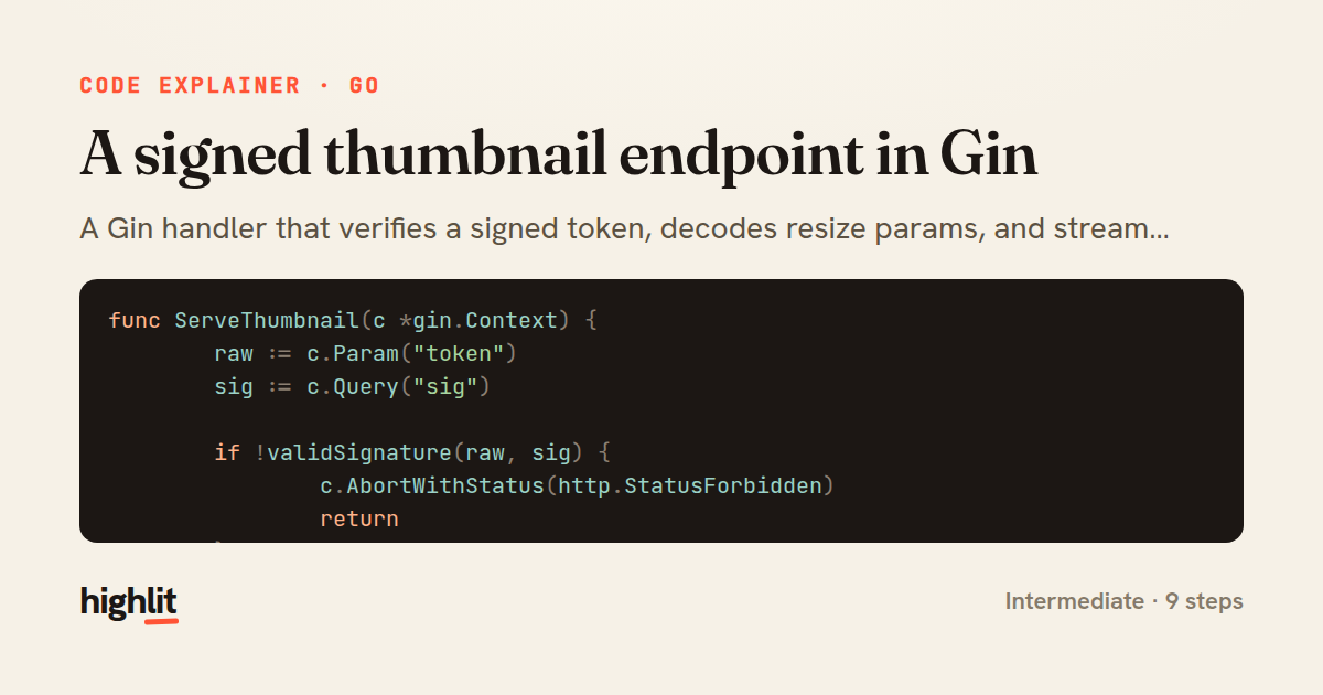 A signed thumbnail endpoint in Gin — share card
