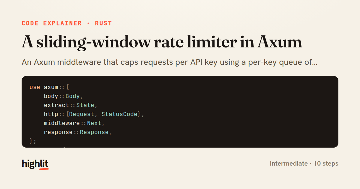 A sliding-window rate limiter in Axum — share card