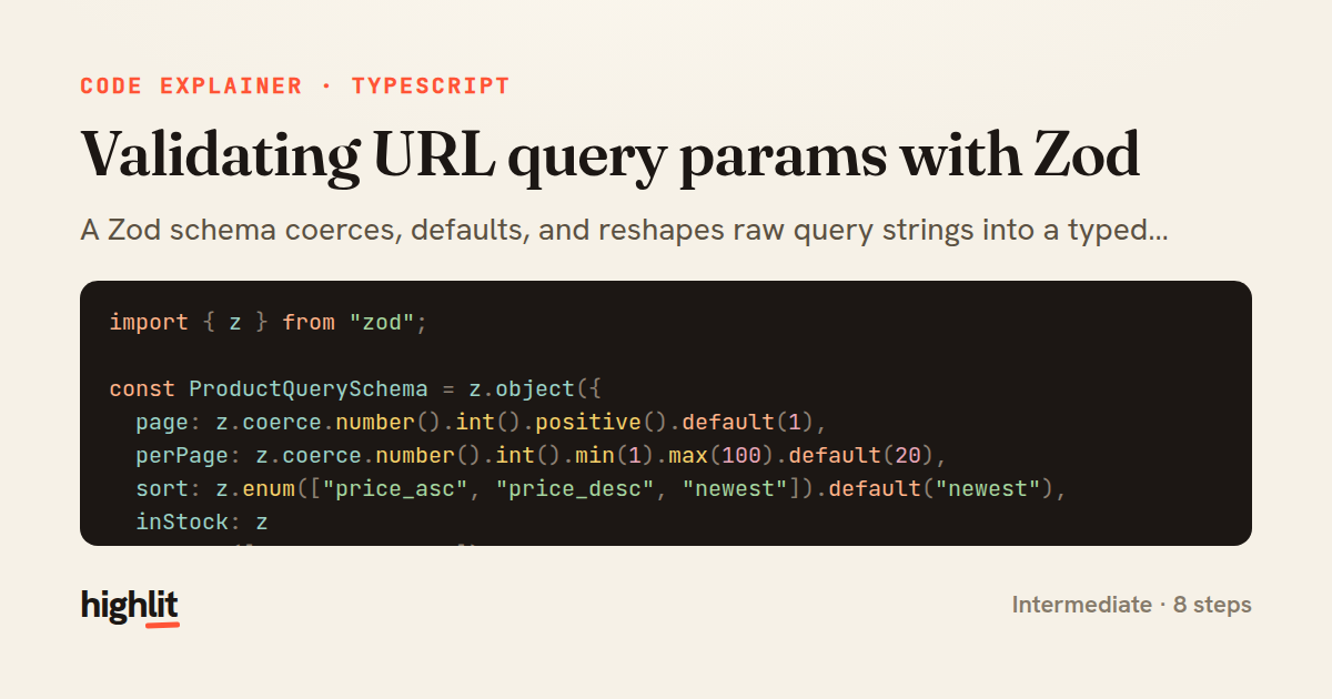 Validating URL query params with Zod — share card
