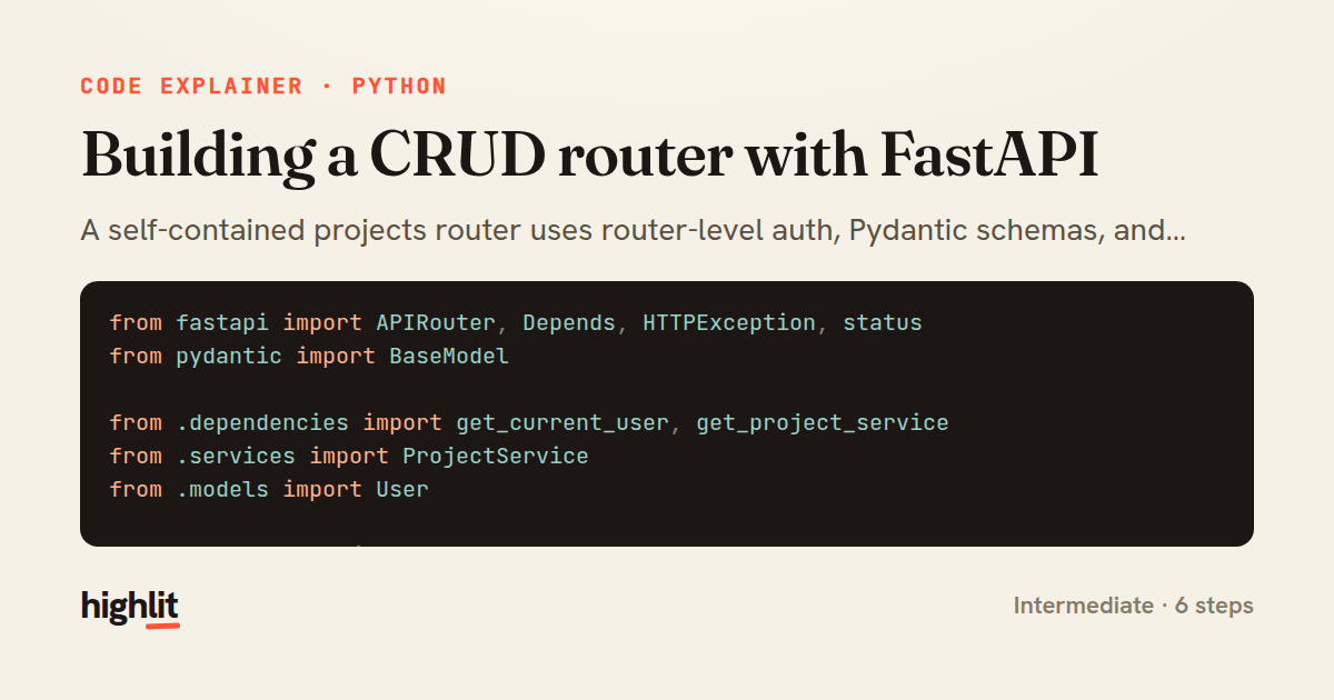 Building a CRUD router with FastAPI — share card