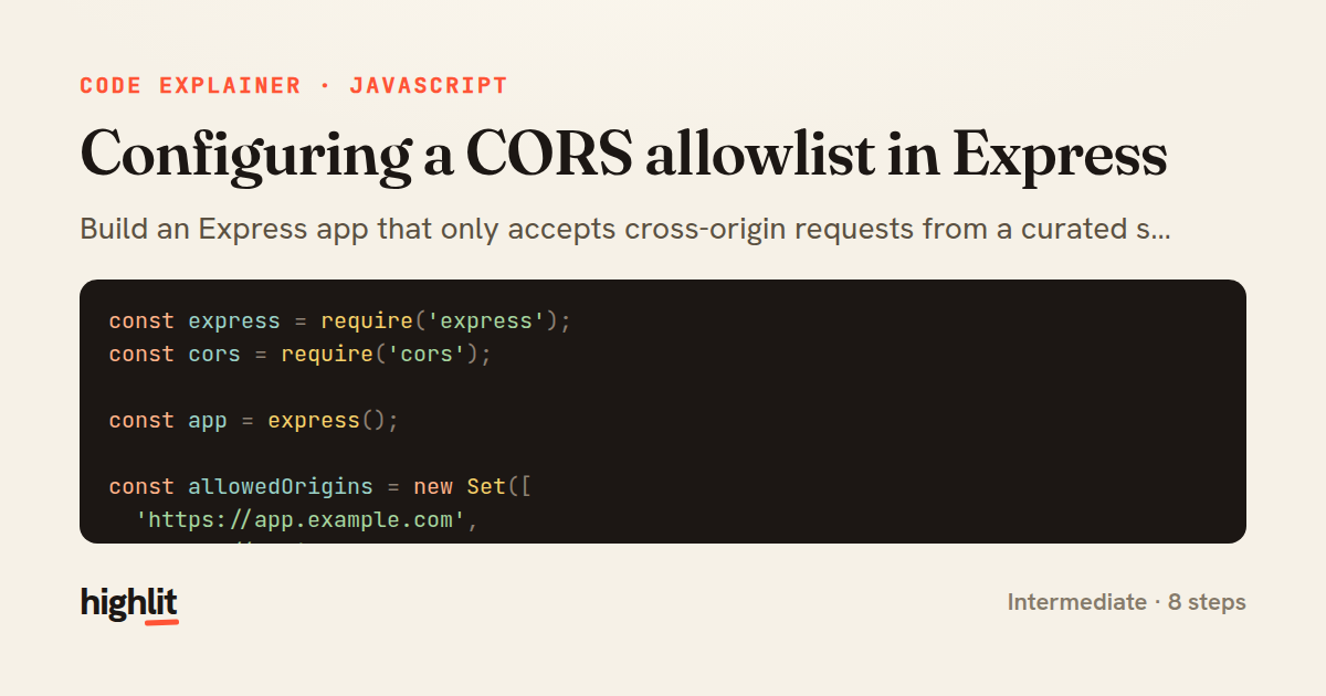 Configuring a CORS allowlist in Express — share card