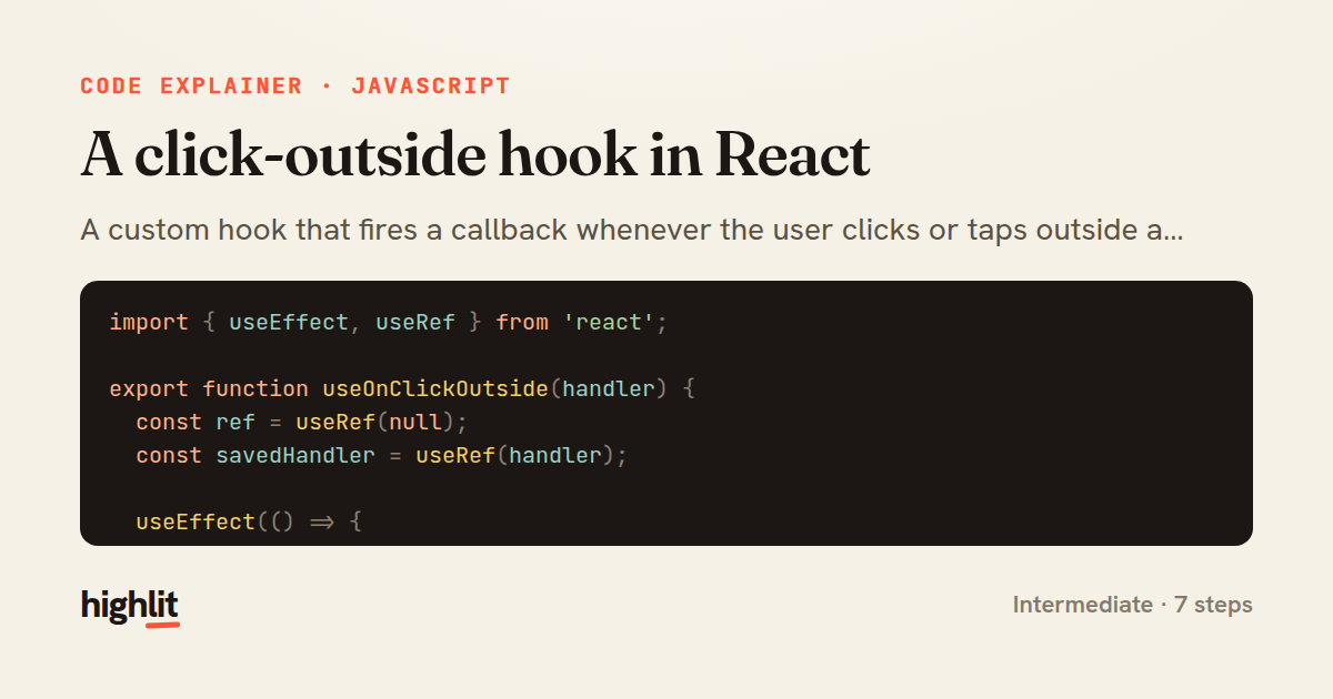 A click-outside hook in React — share card