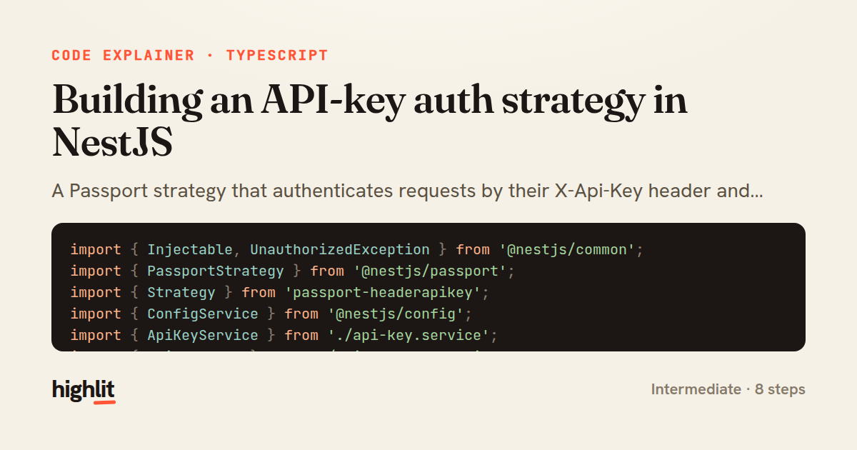 Building an API-key auth strategy in NestJS — share card
