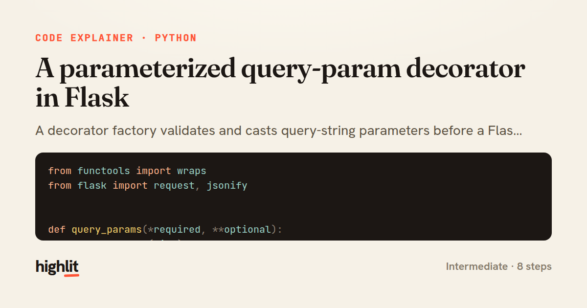 A parameterized query-param decorator in Flask — share card