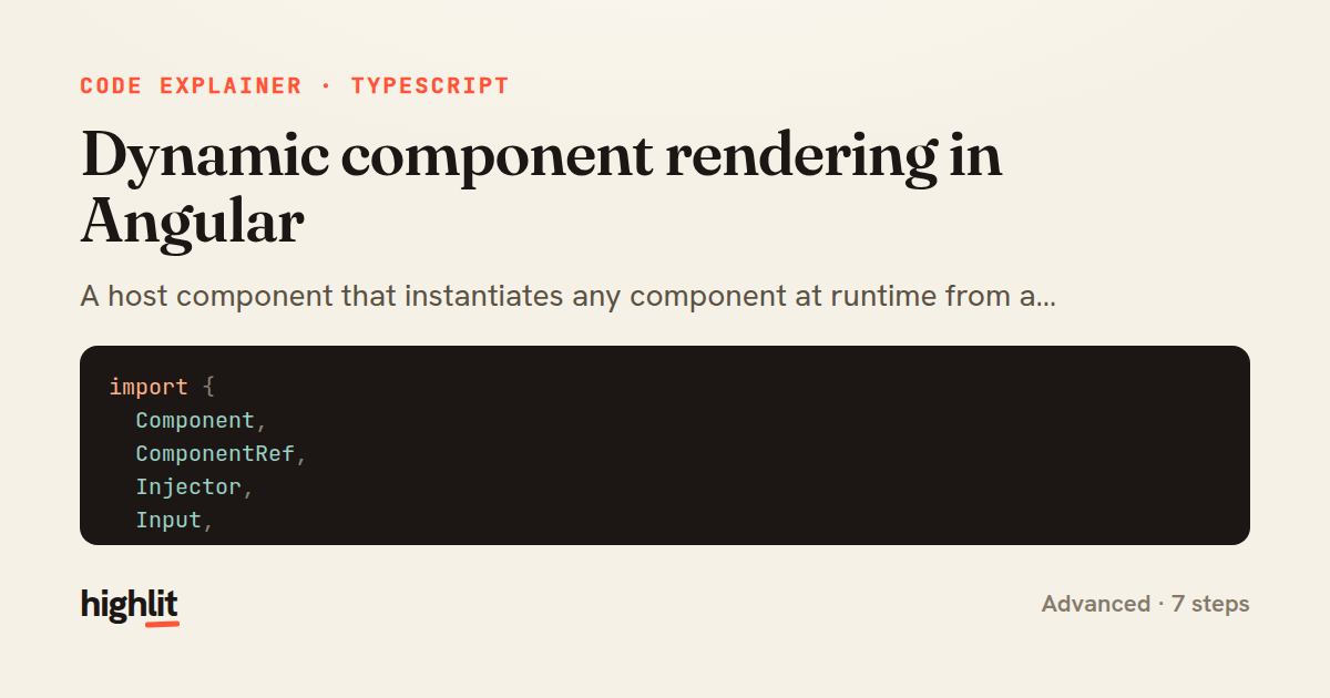 Dynamic component rendering in Angular — share card