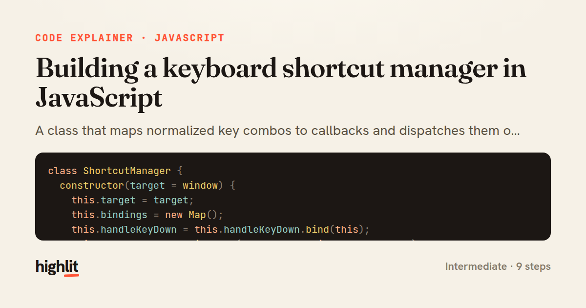 Building a keyboard shortcut manager in JavaScript — share card