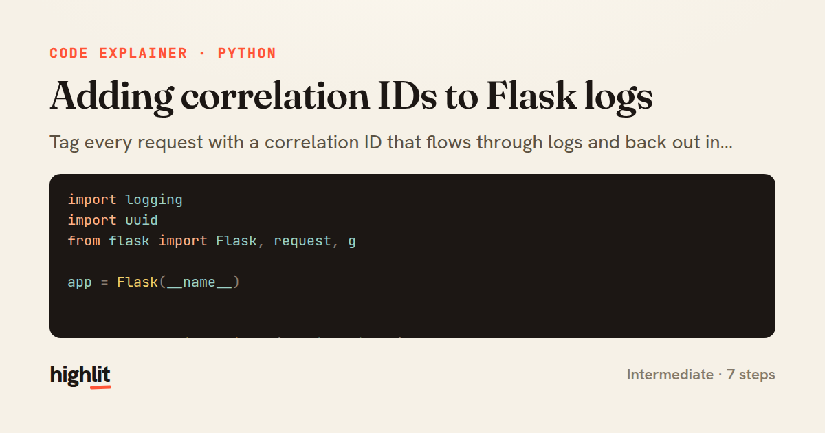 Adding correlation IDs to Flask logs — share card