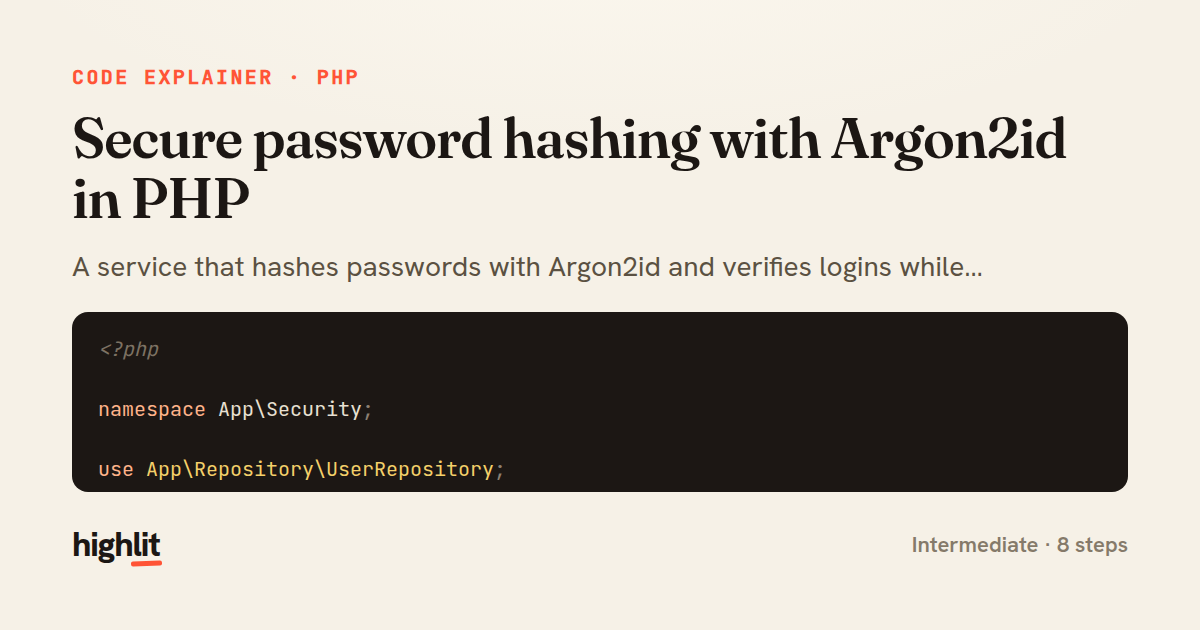 Secure password hashing with Argon2id in PHP — share card