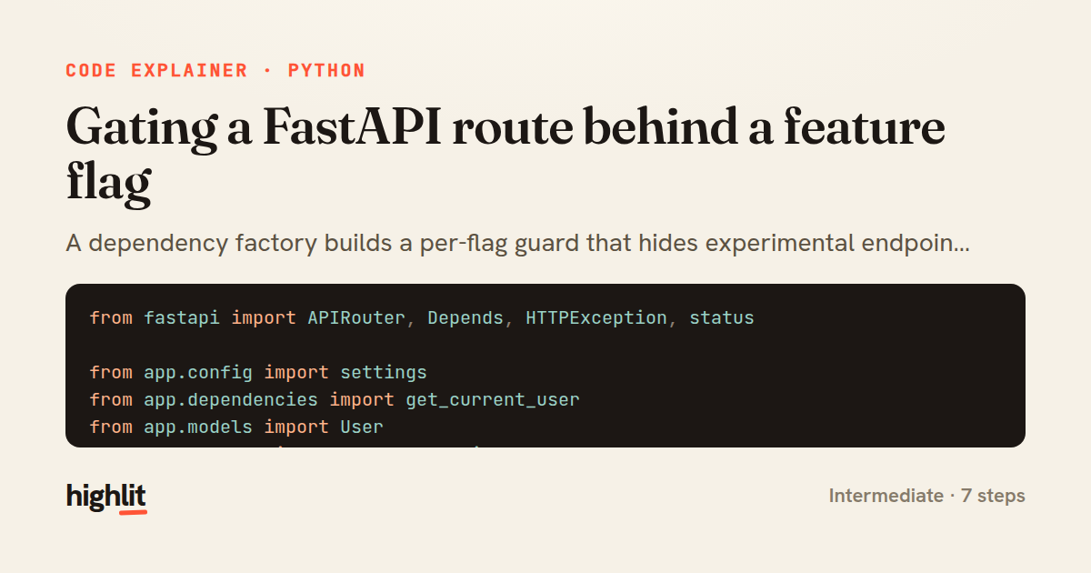Gating a FastAPI route behind a feature flag — share card