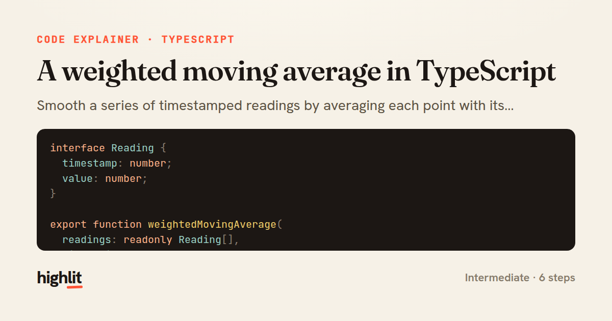 A weighted moving average in TypeScript — share card