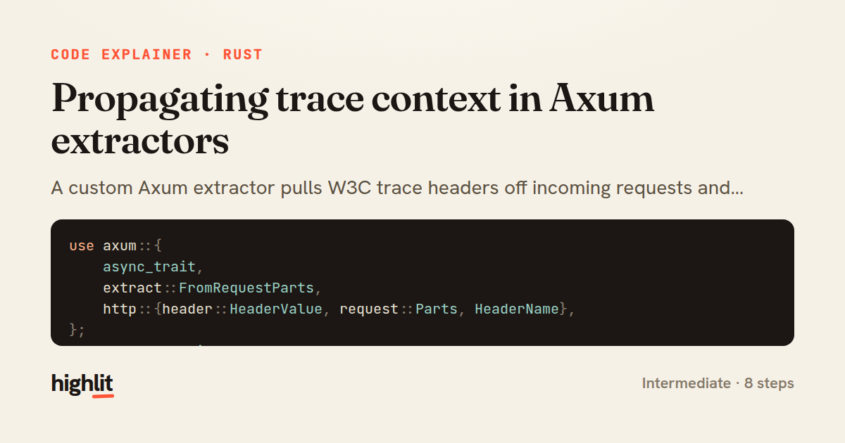 Propagating trace context in Axum extractors — share card