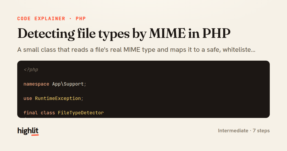 Detecting file types by MIME in PHP — share card