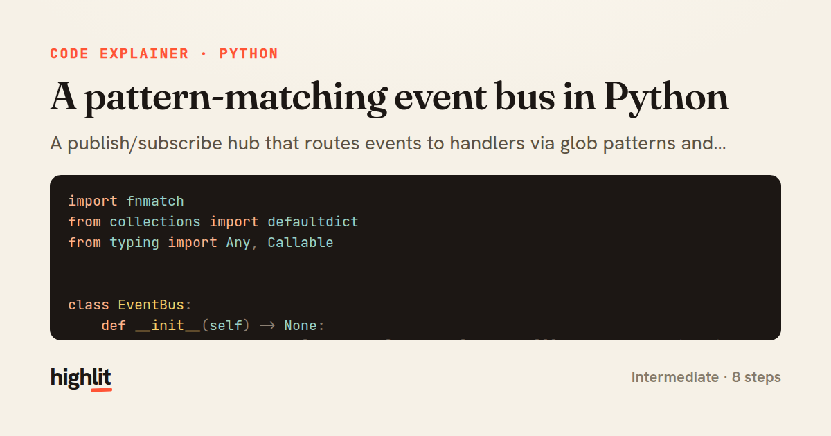 A pattern-matching event bus in Python — share card