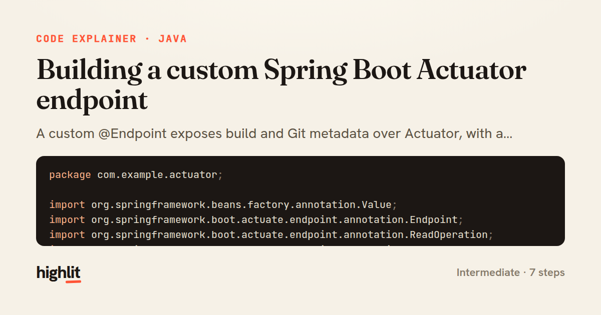 Building a custom Spring Boot Actuator endpoint — share card
