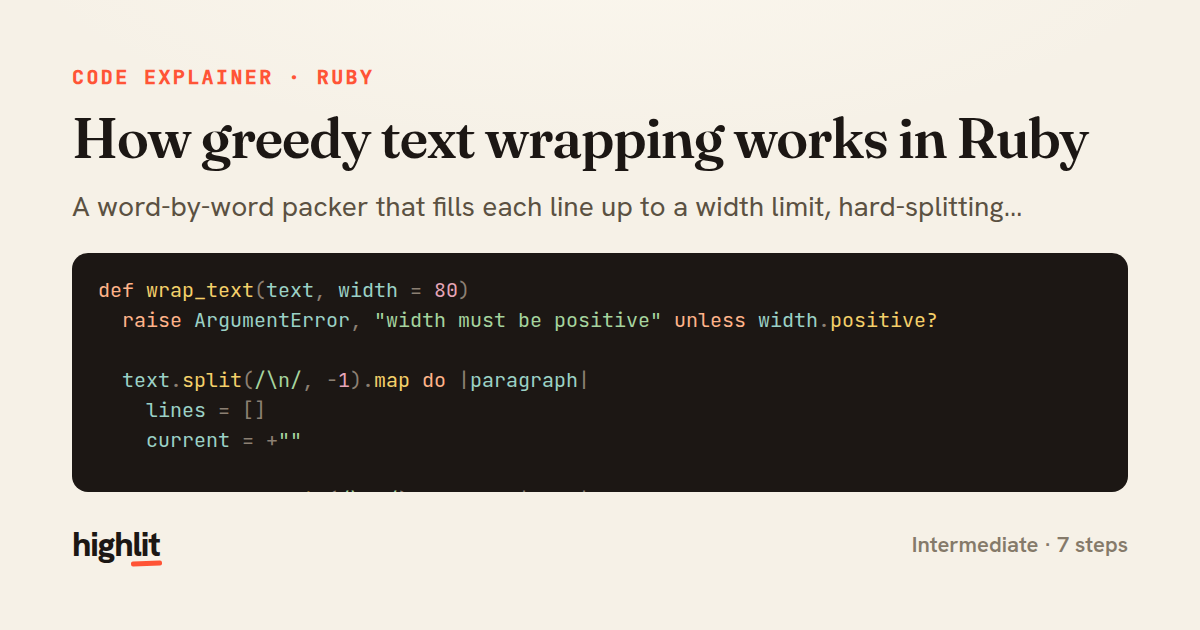 How greedy text wrapping works in Ruby — share card