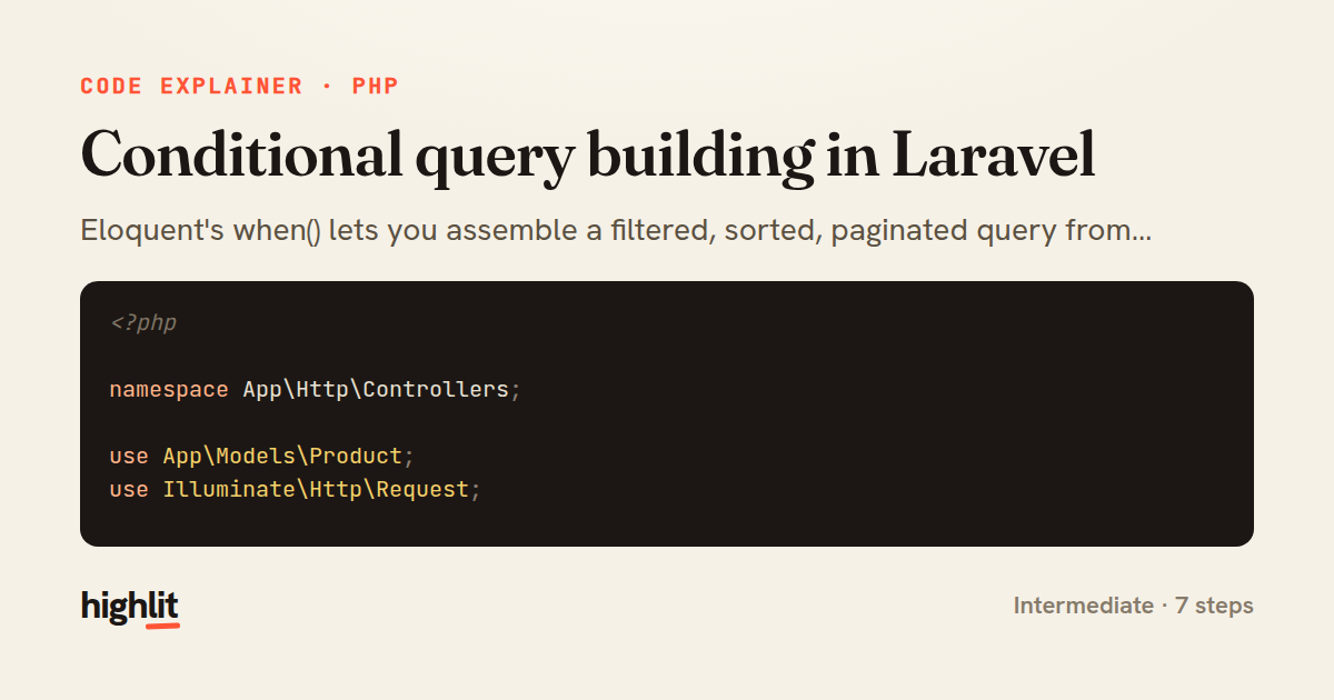 Conditional query building in Laravel — share card