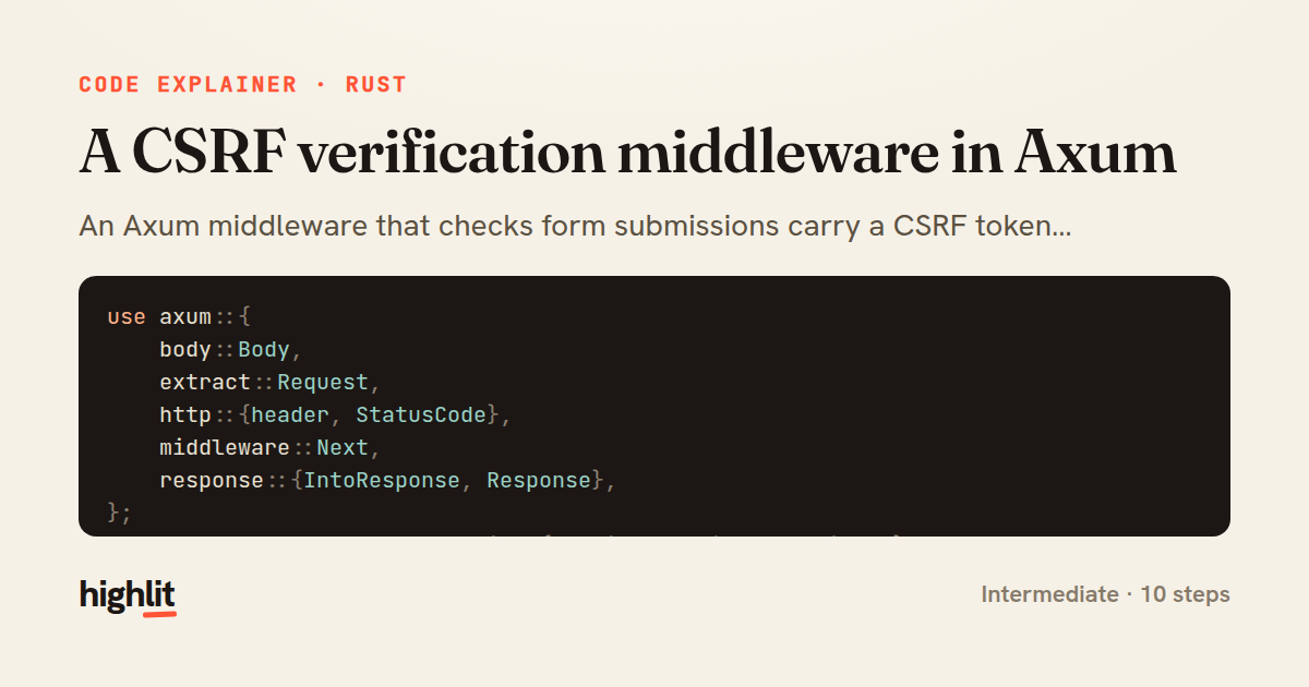 A CSRF verification middleware in Axum — share card