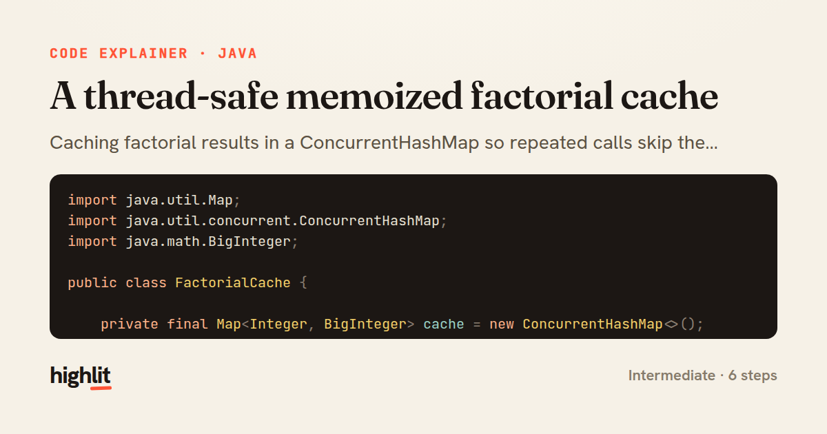 A thread-safe memoized factorial cache — share card